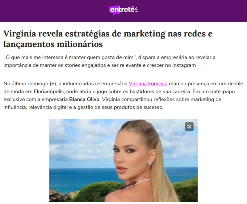 Recorte de matéria fornecido na página original sobre estratégias de marketing de Virginia